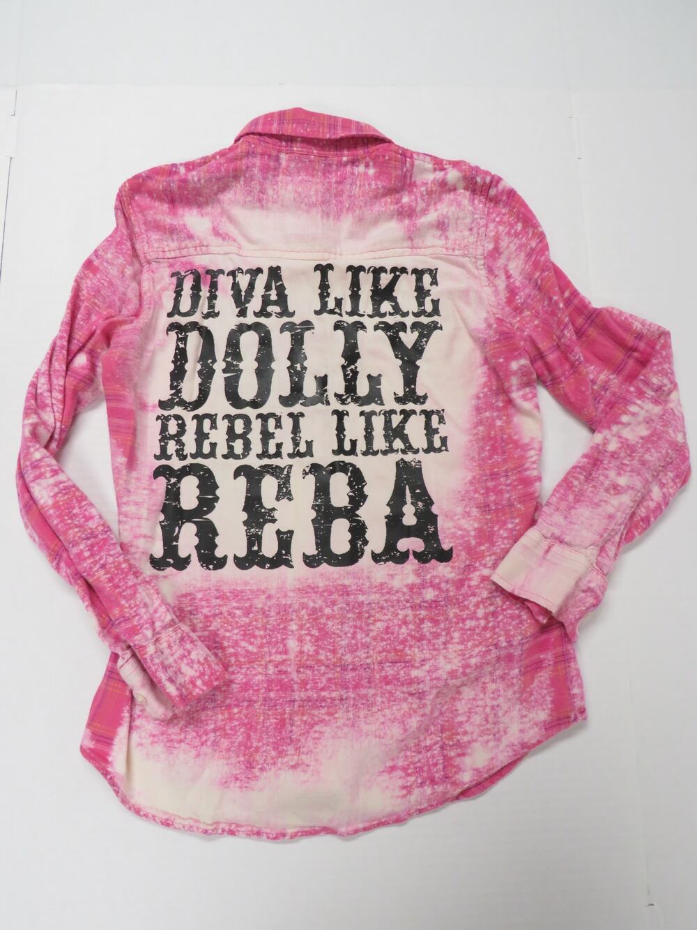 Diva Dolly Rebel Reba Pink Cotton Flannel Shirt Tie Dye Country Music Festival